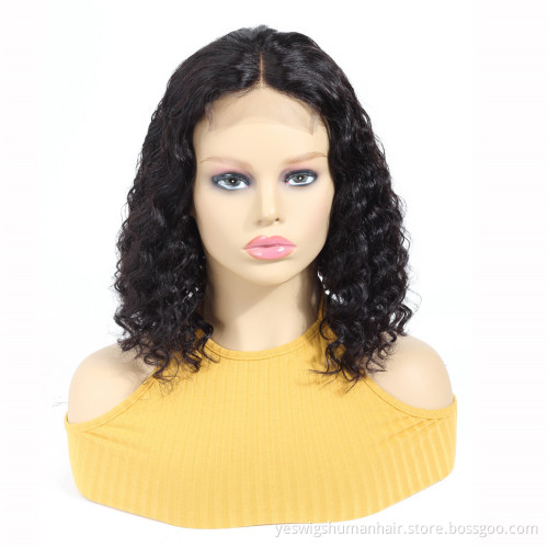 Ready To Ship Bob Lace Closure Wigs For Black Women Real Brazilian Human Hair Deep Wave Lace Front Bob Wig Cheap Wholesale Price